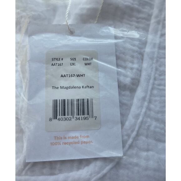 NWT Andie Swim White Sheer Cover-Up, The Magdalena Kaftan - Size L/XL - Picture 5 of 5